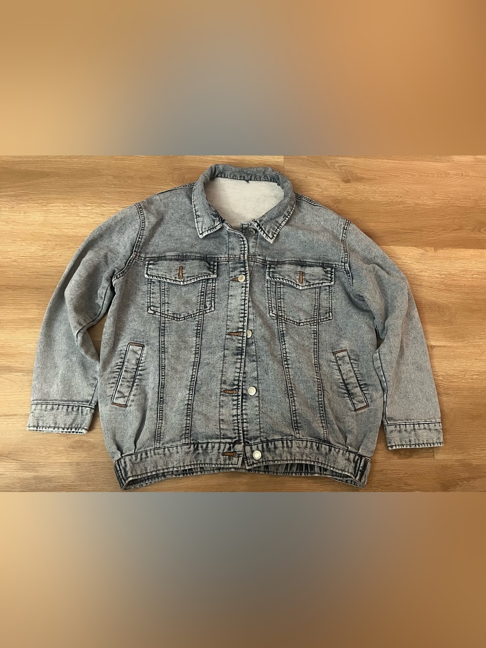 Acid Wash Denim Jacket in Light Gray